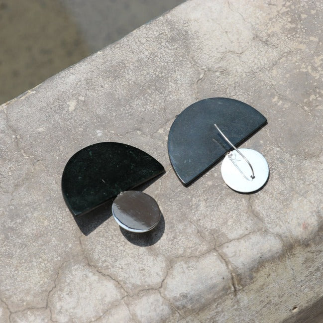 925 Sterling Silver and jade Earrings , Sterling Silver jewelry, Jade Stone Jewelry, Handmade jewelry in Guatemala, Sustainable jewelry